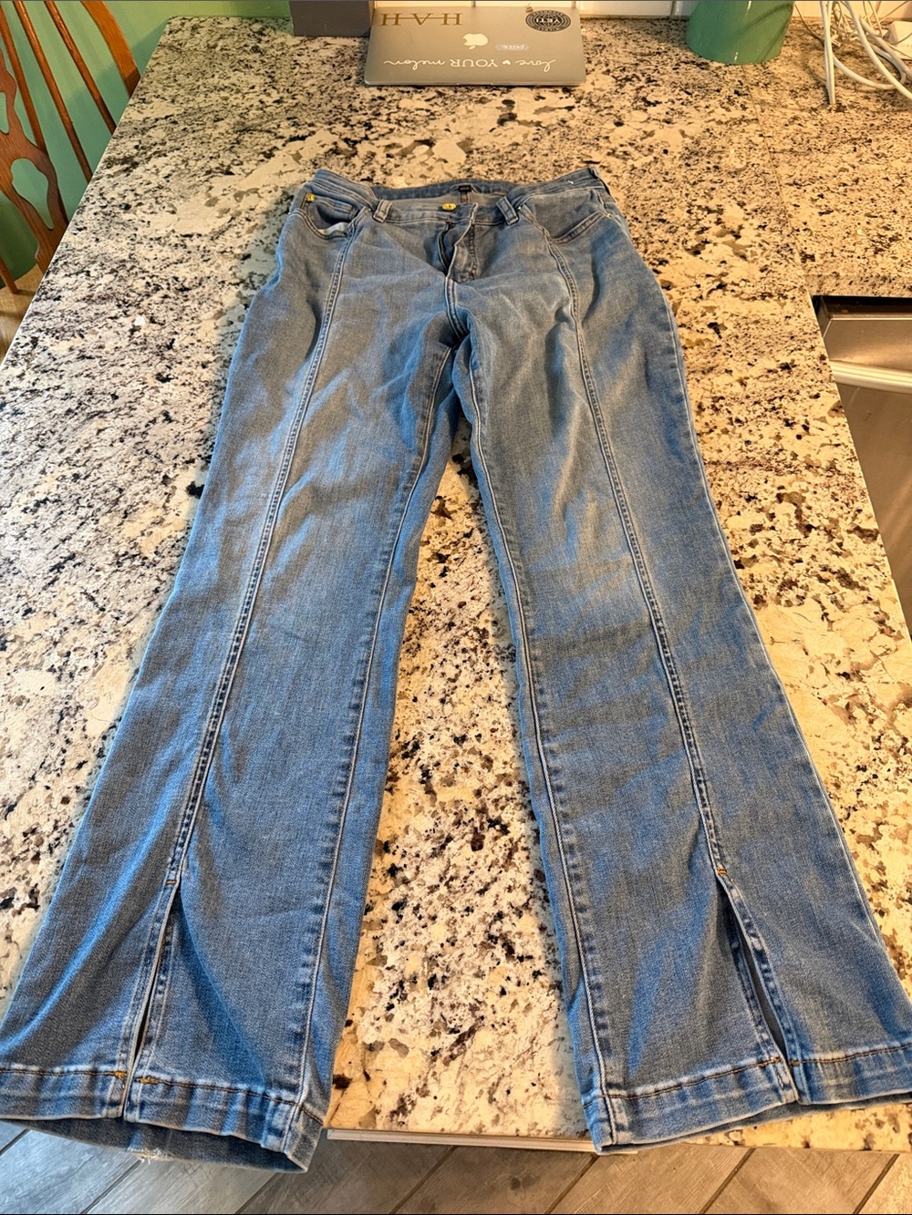 Women's Light Blue Split-Hem Jeans